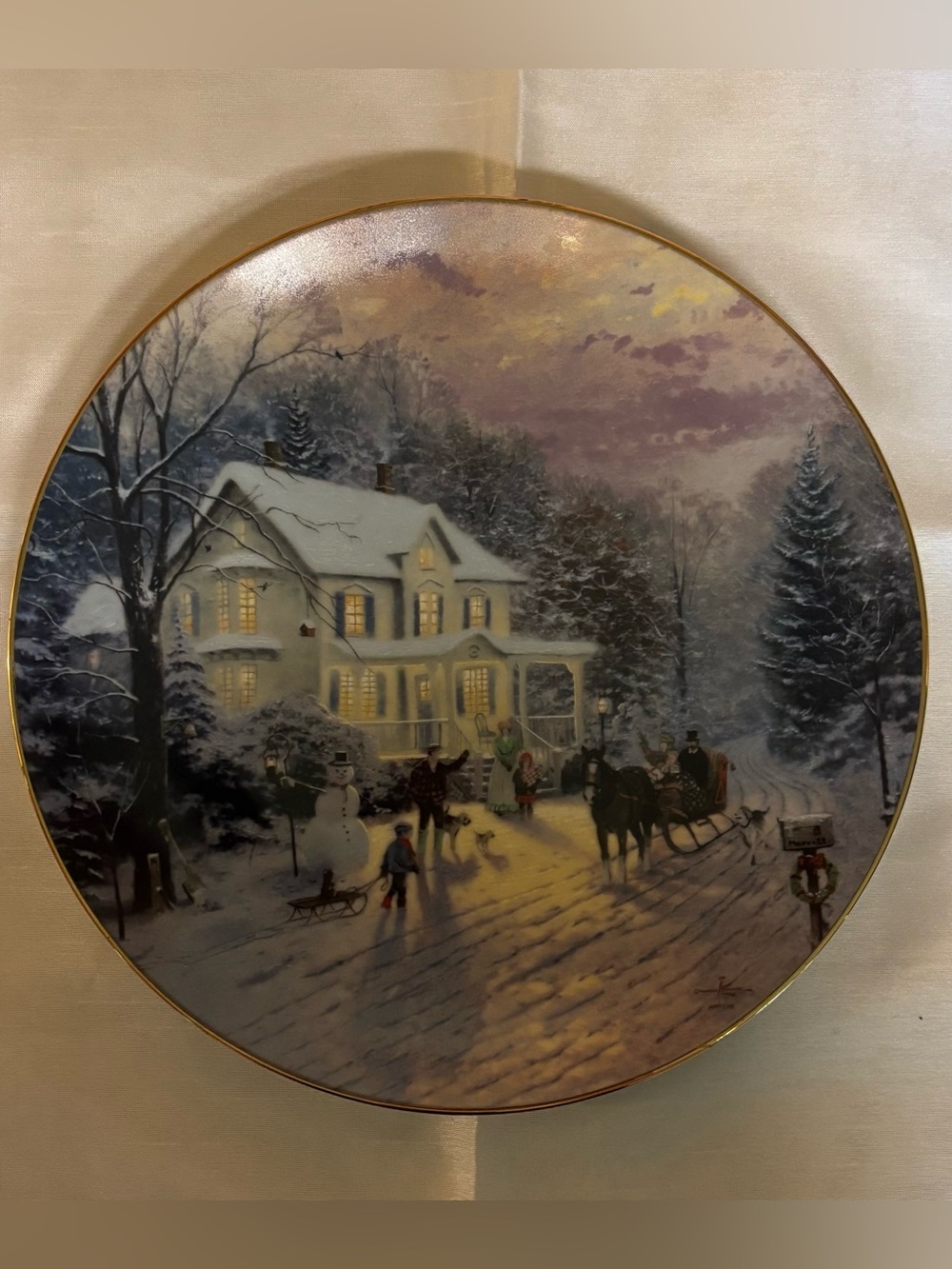 Thomas Kinkade 1991 Knowles 'Sleighride Home' Decorative Plate